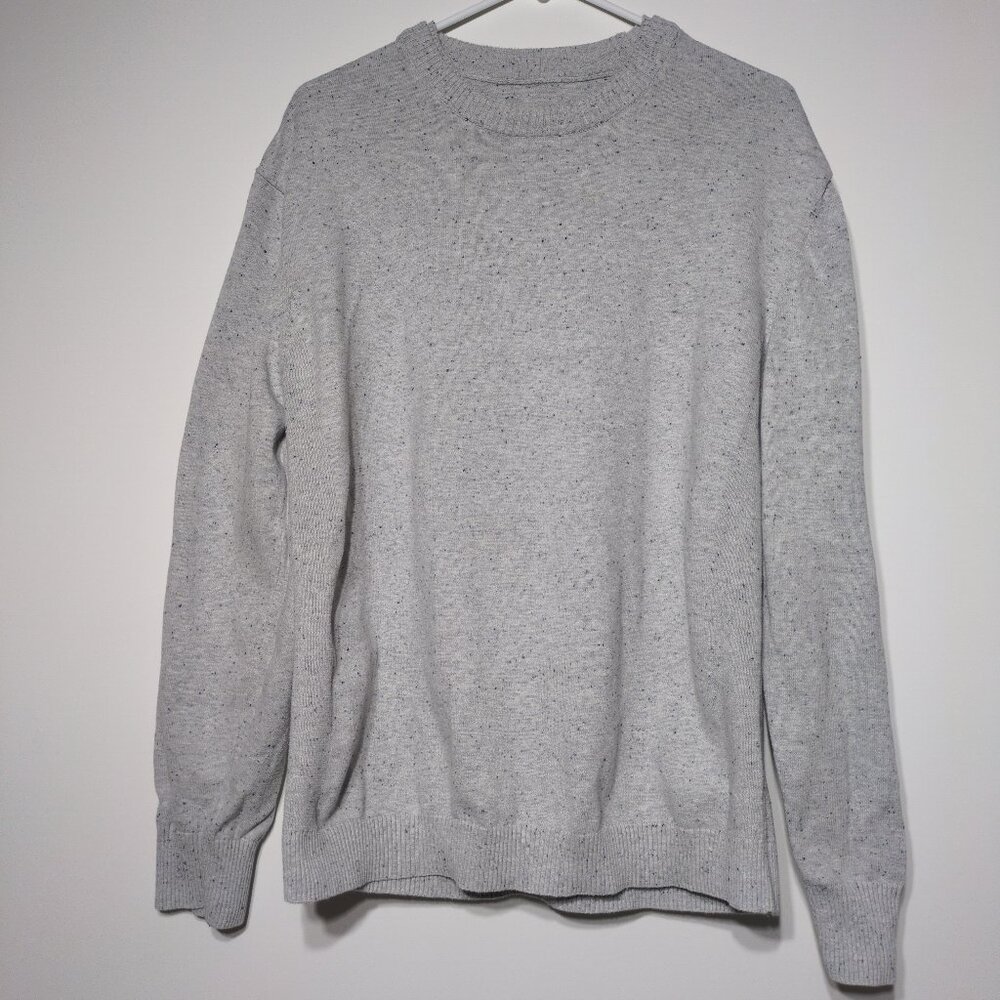 Prana Mens XL Sweater Slim Fit Organic Cotton Light Gray Spotted Long Sleeve